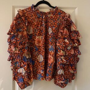 Ulla Johnson Pippa Blouse red hibiscus print | size 4